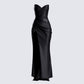 Suri Black Satin Strapless Gown 3d product front