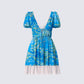 Lacey Blue Water Lilies Print Mini Dress product front