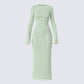 Nea Green Sweater Knit Midi Dress product front