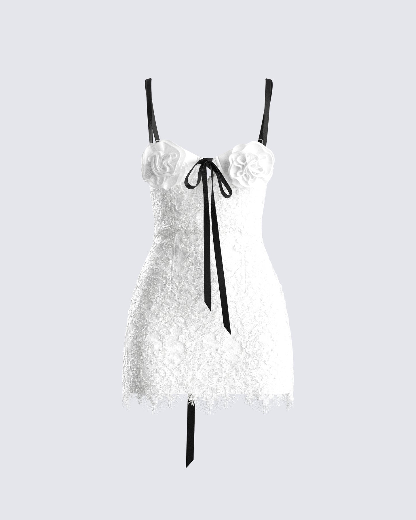 Daisy White Lace Floral Mini Dress product front