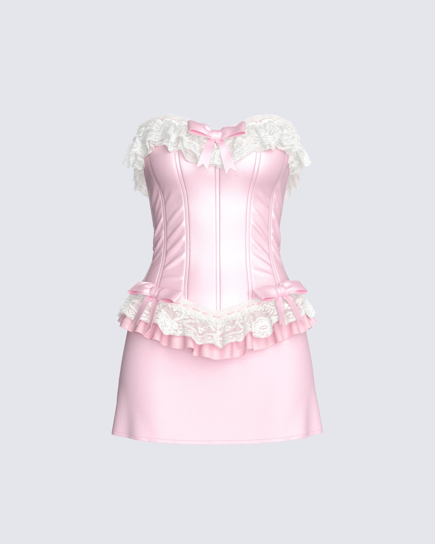 Vienna Pink Ruffle Mini Dress 3d product front