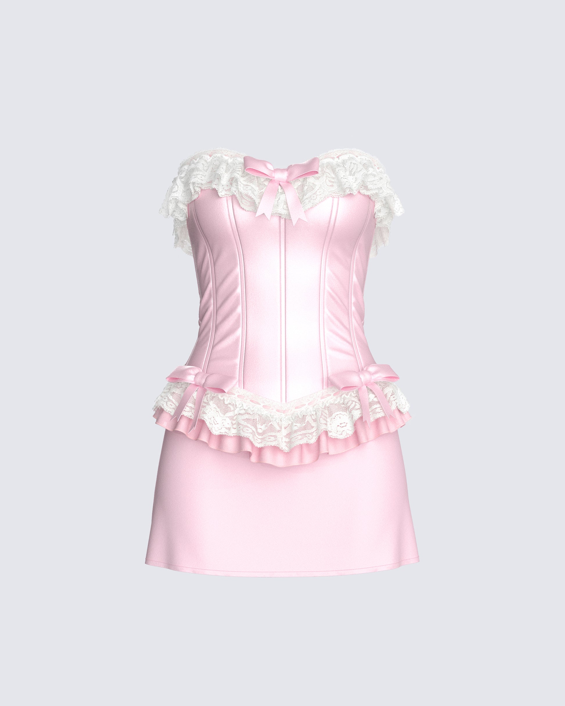 Vienna Pink Ruffle Mini Dress 3d product front