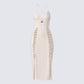 Jing Ivory Crochet Knit Midi Dress product front