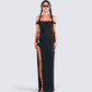 Janine Black Cut Out Maxi Dress model front
