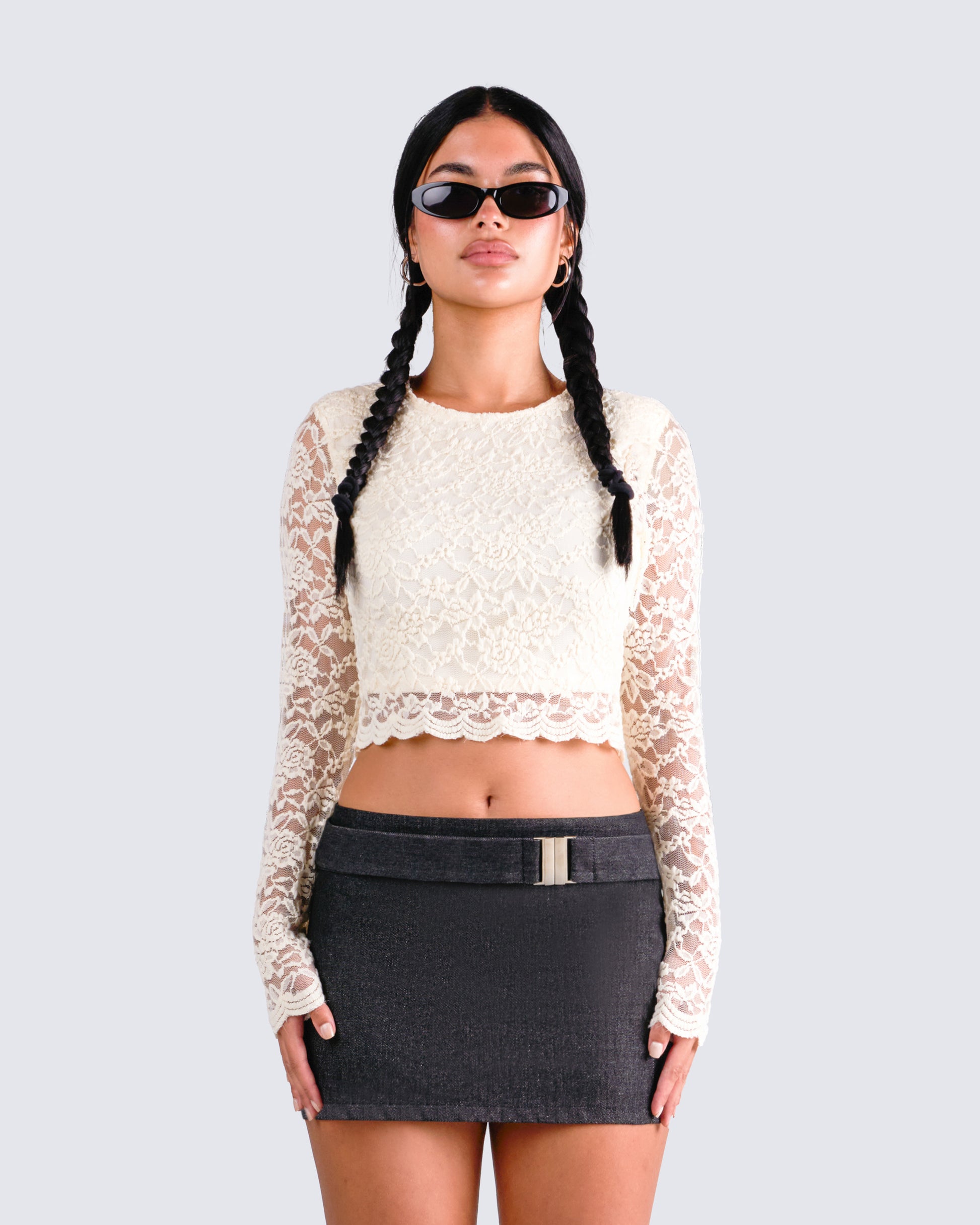 Esperanza Ivory Lace Top model front