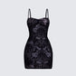 Elixane Black Flocked Mesh Strapless Dress product front