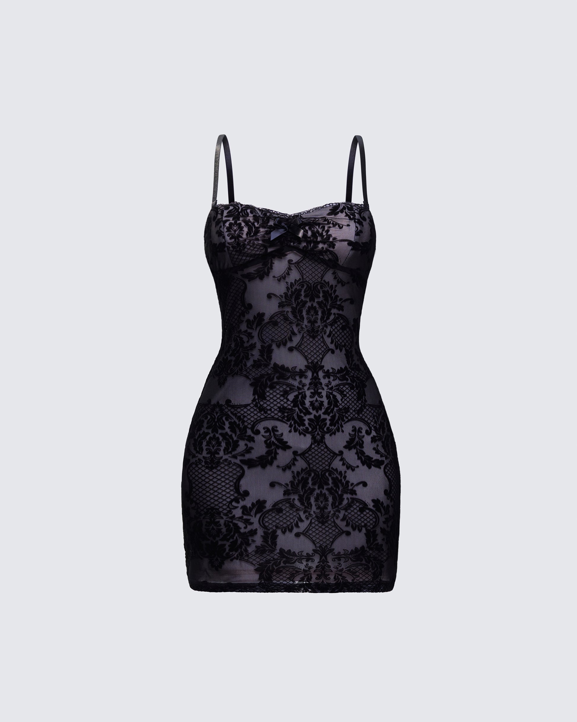 Elixane Black Flocked Mesh Strapless Dress product front