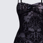 Elixane Black Flocked Mesh Strapless Dress