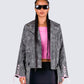 Nancy Black Vegan Leather Jacket model front