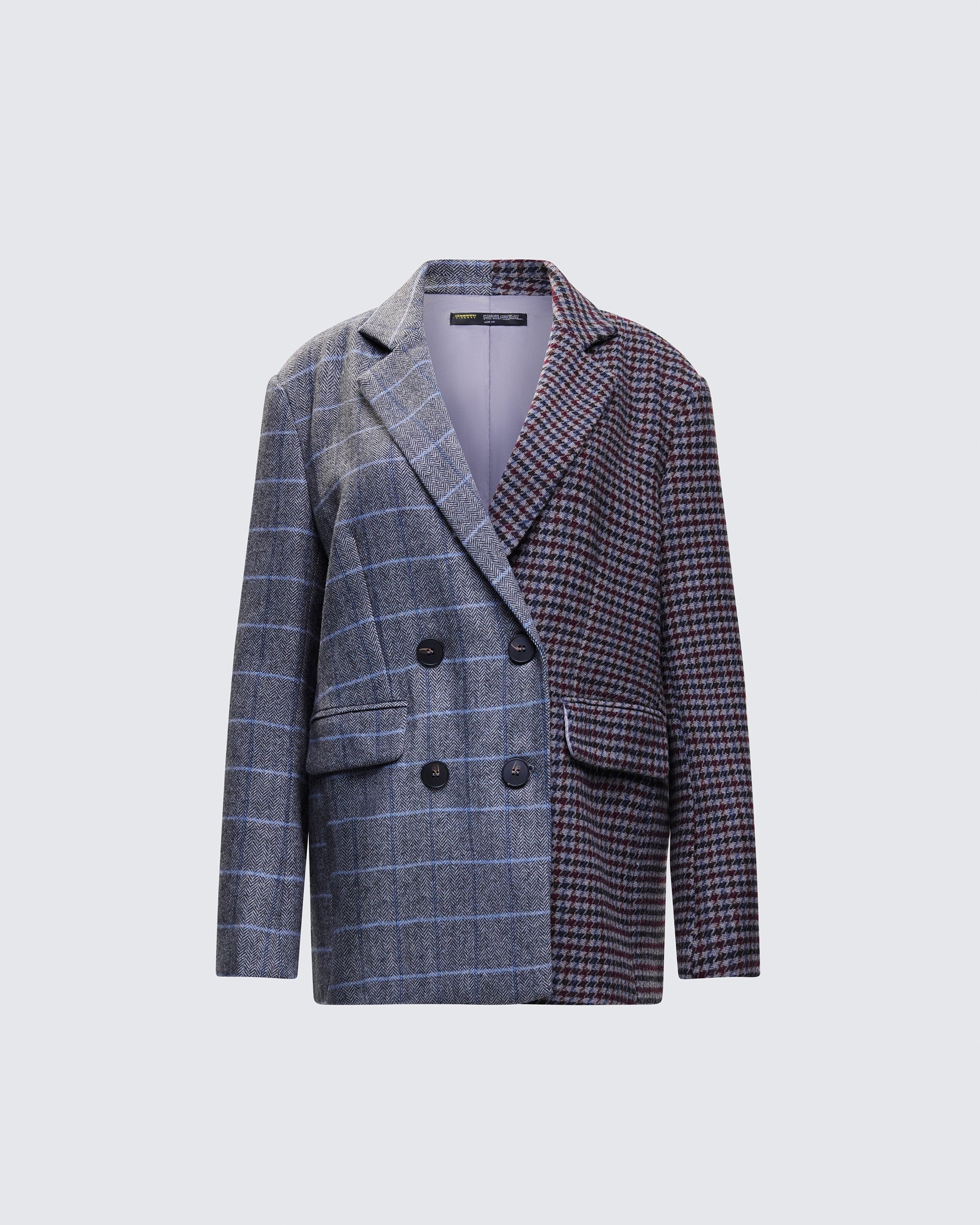 Dionne Grey Mixed Check Double Breasted Blazer product front