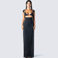 Jett Black Knit Cut Out Maxi Dress model front