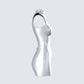 Gisele Silver Metallic Logo Dress