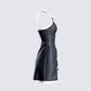Lora Black Charmeuse Mini Dress