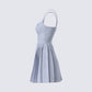 Eudora Grey Pleated Mini Dress