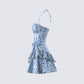 Aubriella Blue Print Mini Dress