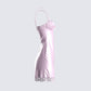 Ren Pink Satin Lace Mini Dress