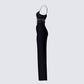 Philomena Black Mesh Window Maxi Dress