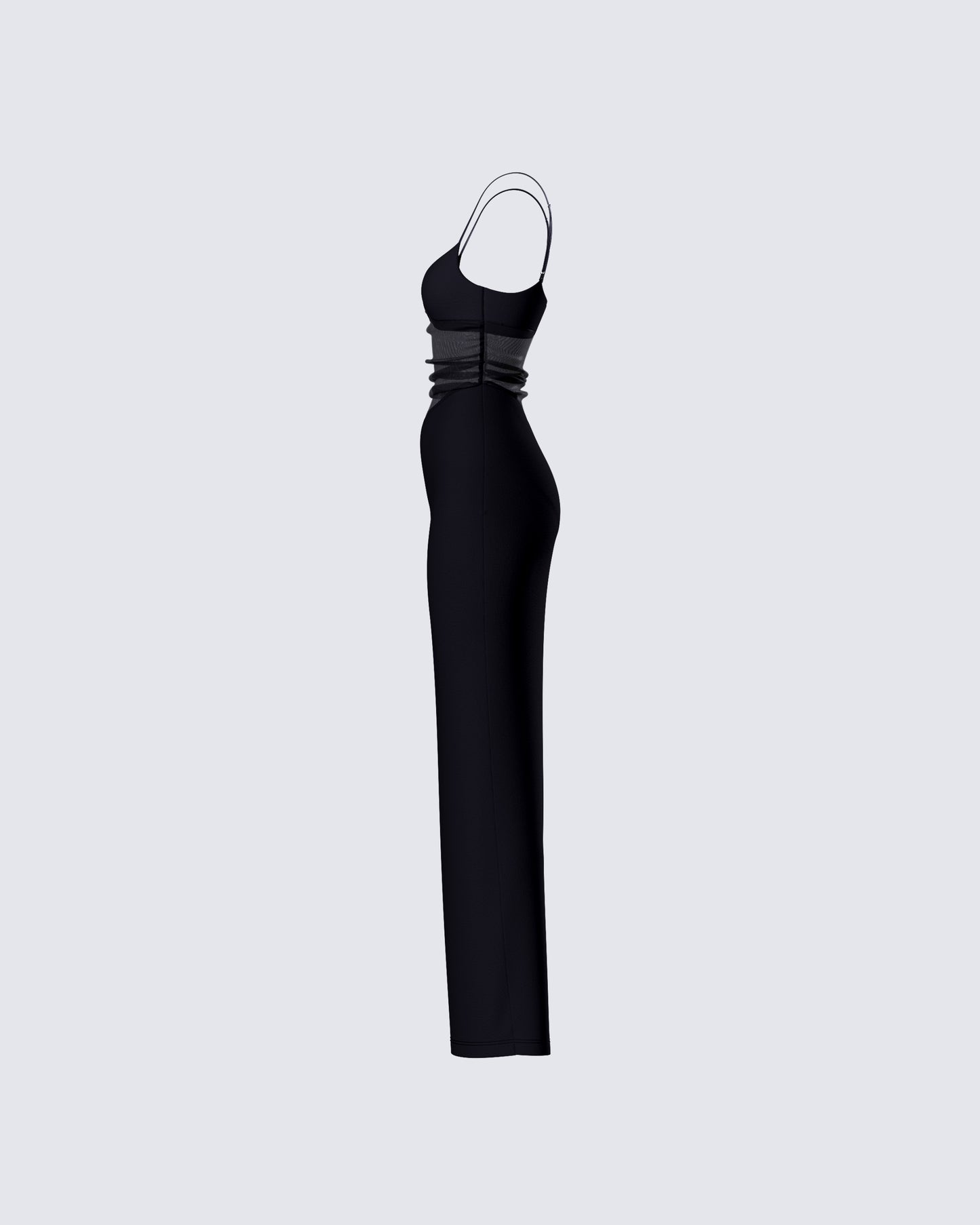 Philomena Black Mesh Window Maxi Dress