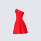 Sarai Red Lace Applique Mini Dress