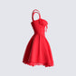 Brit Red Poplin Mini Dress
