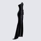 Suri Black Satin Strapless Gown