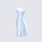 Nivi Blue Banded Satin Mini Dress