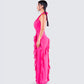 Nandi Hot Pink Ruffle Maxi Dress