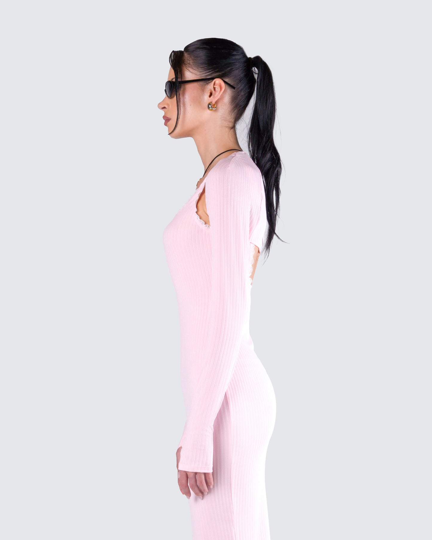 Rai Pink Rib Knit Shrug