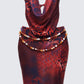Neeve Red Mesh Bead Trim Maxi Dress