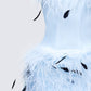 Meadow Blue Feather Backless Mini Dress