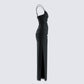 Yan Black Lace Maxi Corset Dress