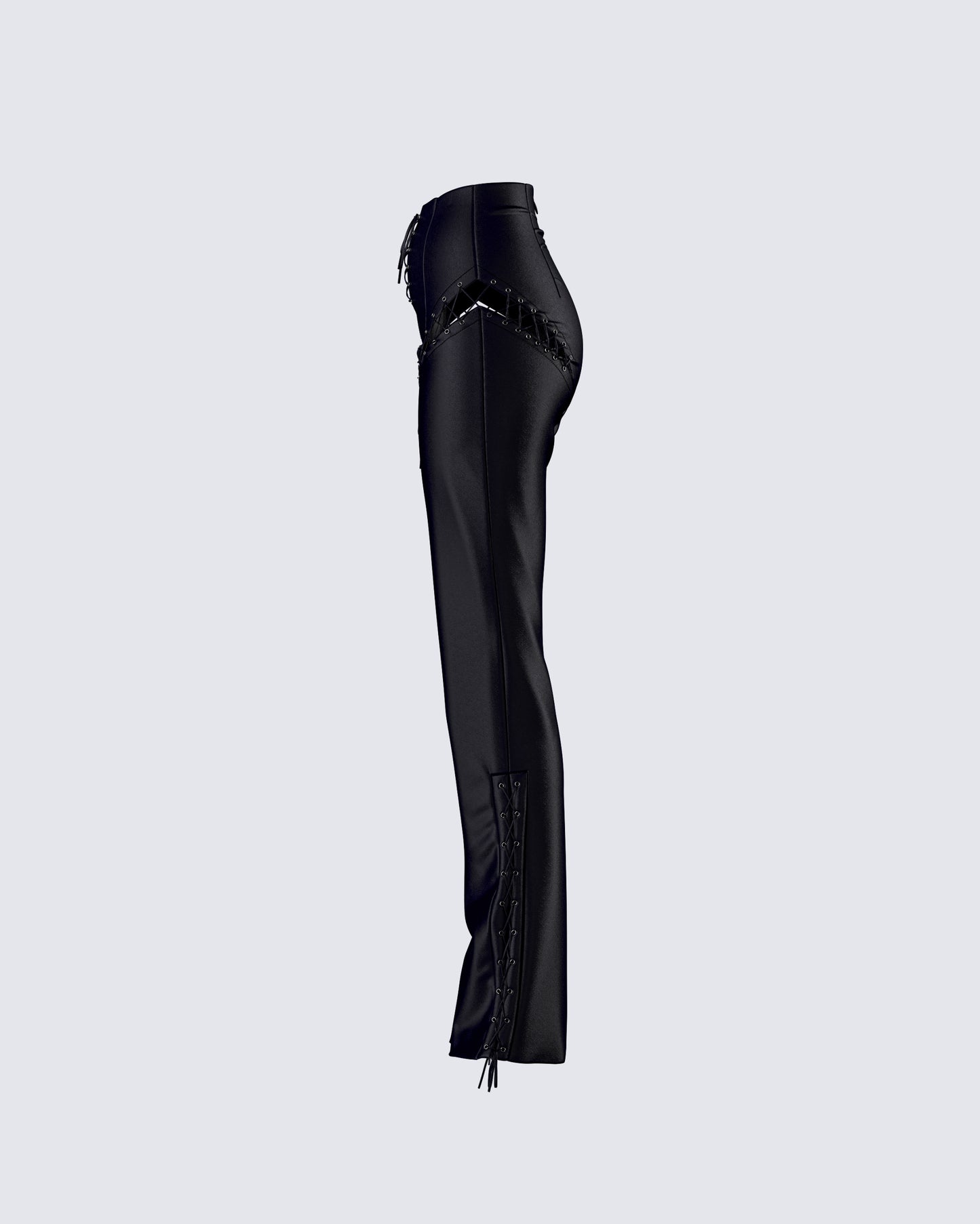 Nada Black Lace Up High Waisted Pant