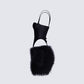 Fara Black Satin Faux Fur Set model front