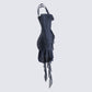 Solene Navy Mesh Mini Dress