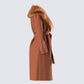 Hala Brown Faux Fur Trim Coat