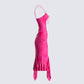 Micah Pink Flower Print Midi Dress