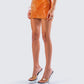 Alyah Orange Rhinestone Micro Mini Skirt