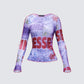 Cleodora Purple Printed Mesh Top product front