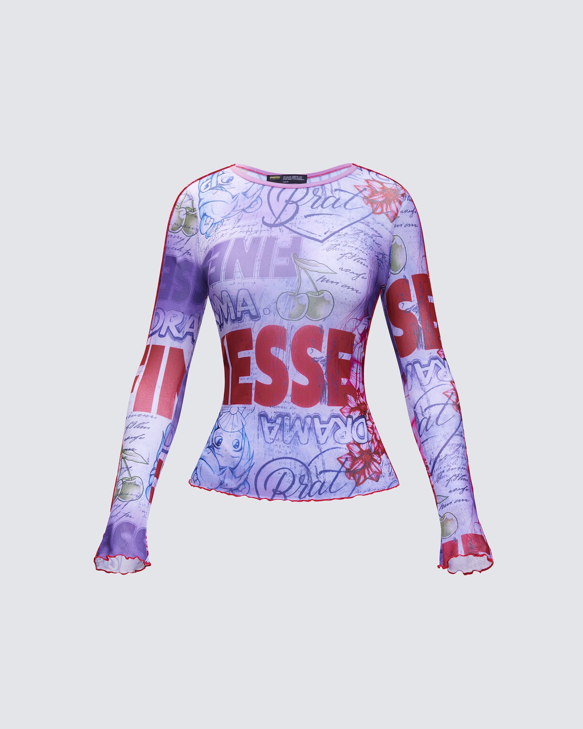 Cleodora Purple Printed Mesh Top product front