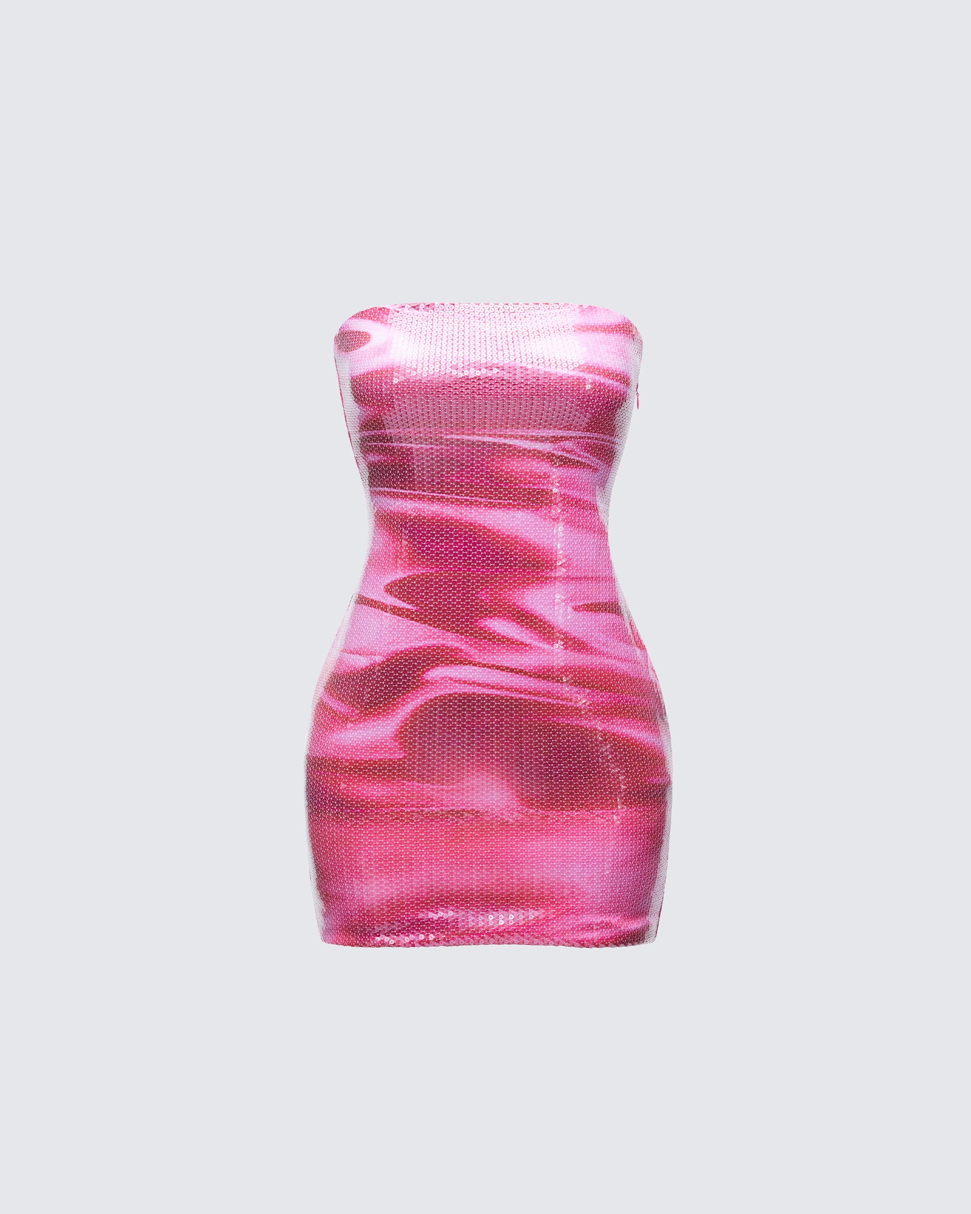 Magali Pink Printed Sequin Strapless Dress product front