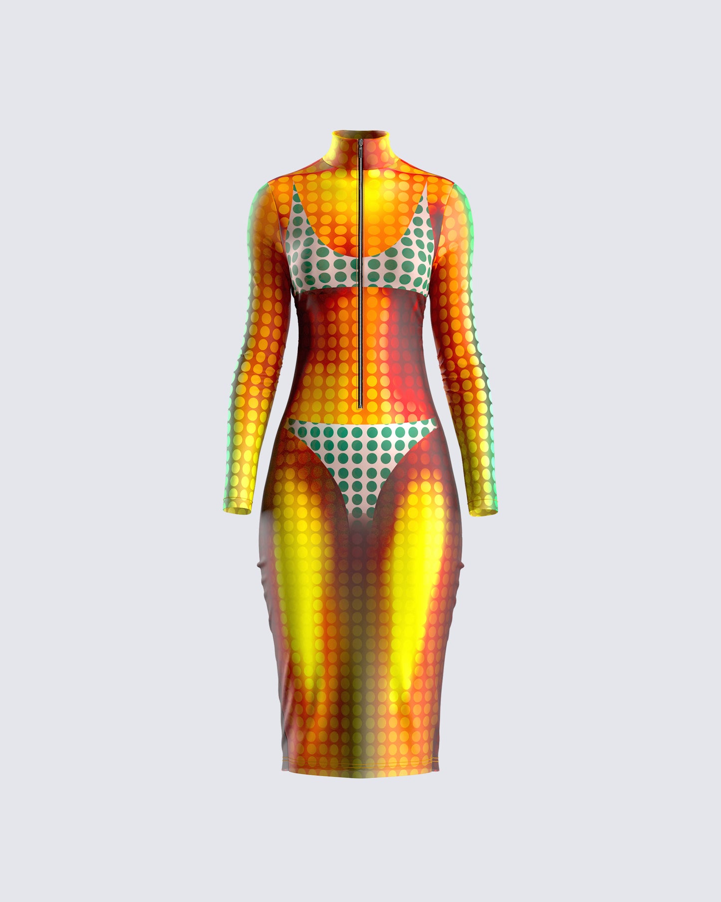 Amira Multi Polka Dot Print Dress 3d product front