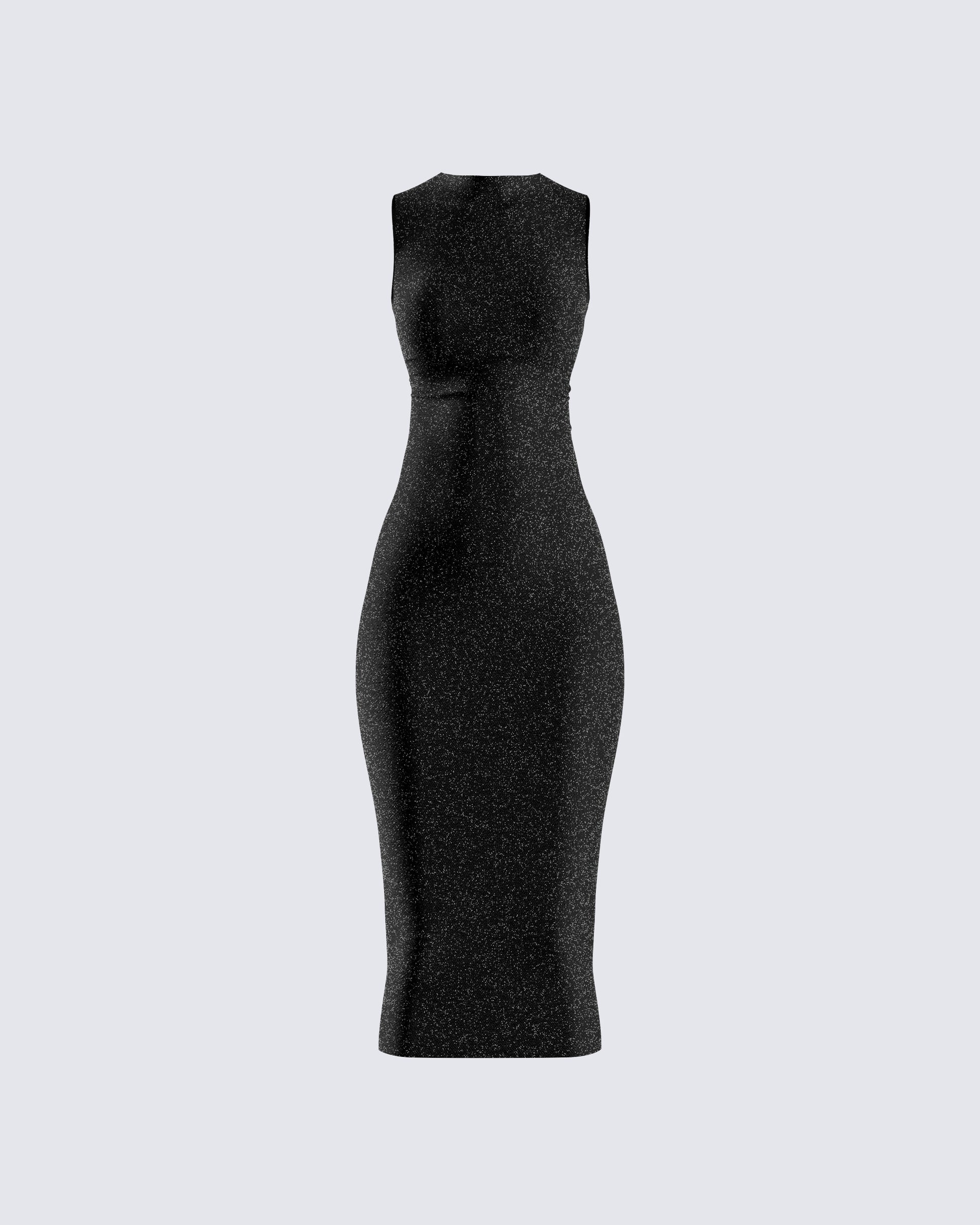 Umbra Black Shimmer Midi Dress 3d product front