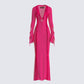 Florence Magenta Mesh Maxi Dress 3d product front