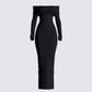 Kyan Black Off Shoulder Maxi Dress 3d product front