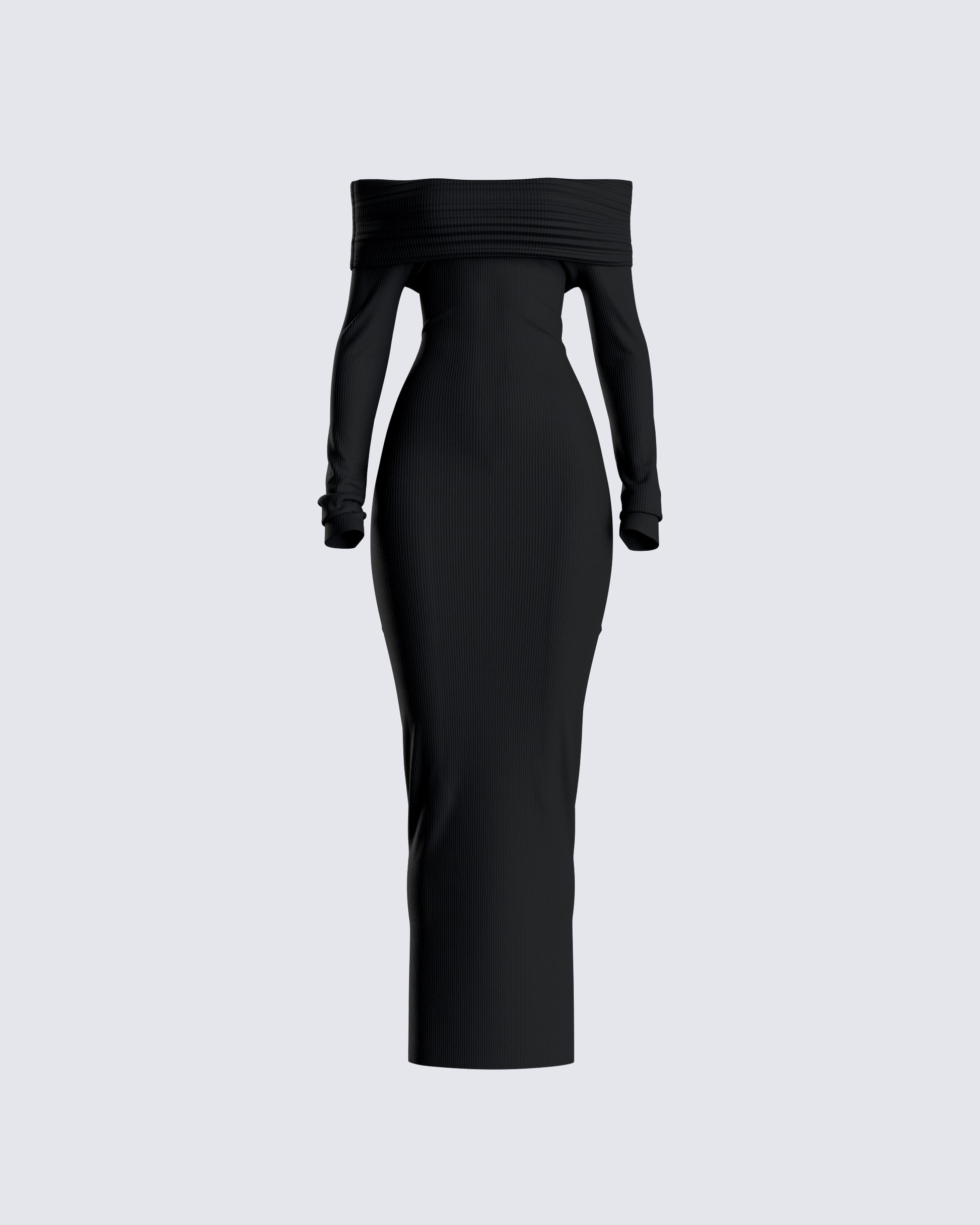 Kyan Black Off Shoulder Maxi Dress 3d product front
