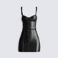 Alara Black Vegan Leather Dress 3d product front