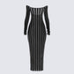 Meritt Black Stripe Midi Dress 3d product front