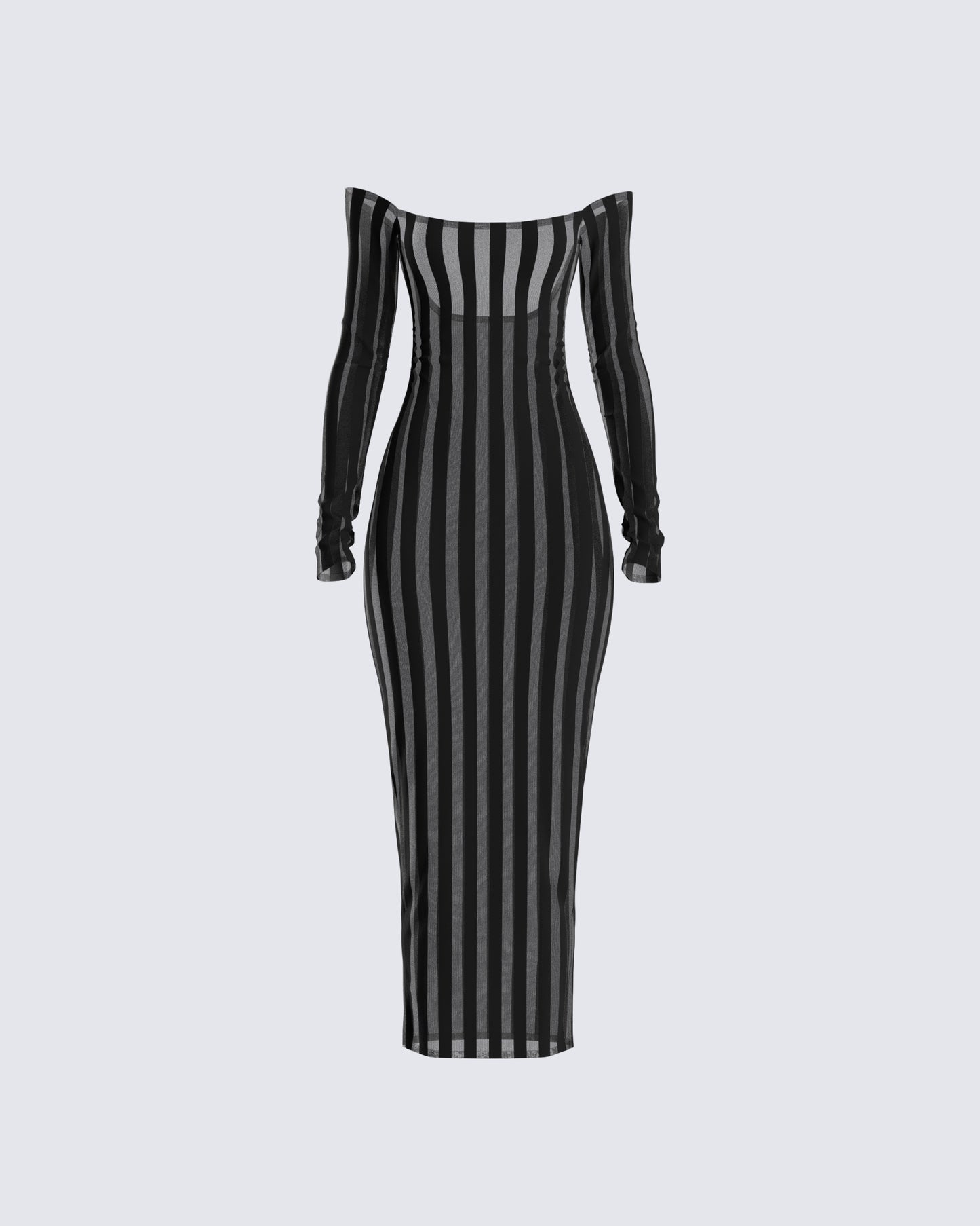 Meritt Black Stripe Midi Dress 3d product front