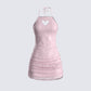 Micaela Pink Lace Heart Mini Dress product front