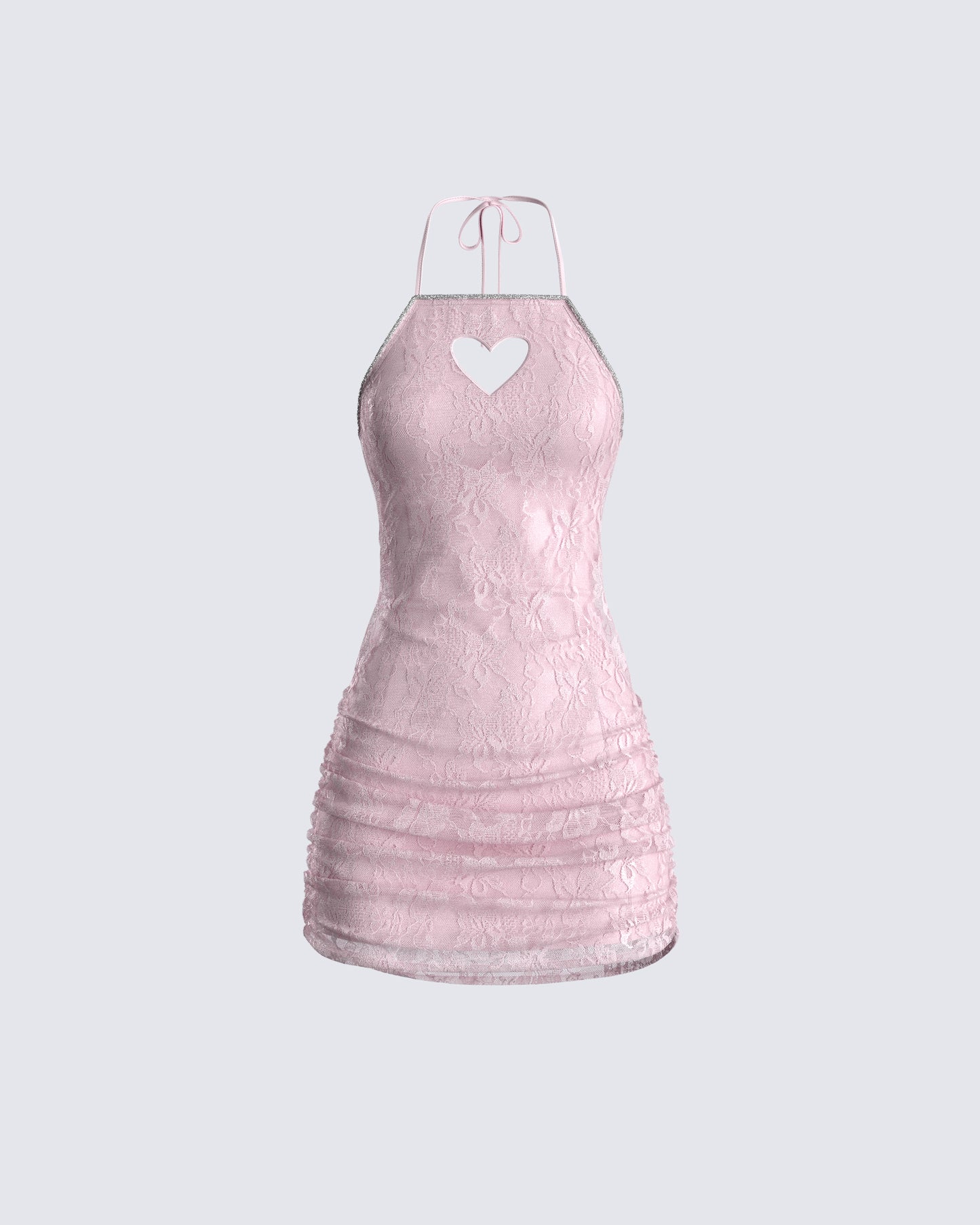 Micaela Pink Lace Heart Mini Dress product front